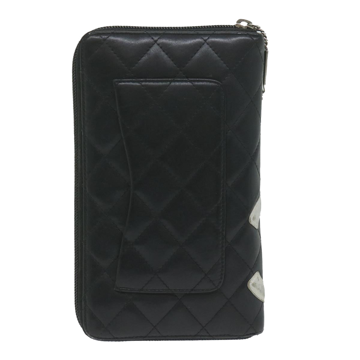 Chanel Cambon Line Long Wallet Leather Black CC Auth ep