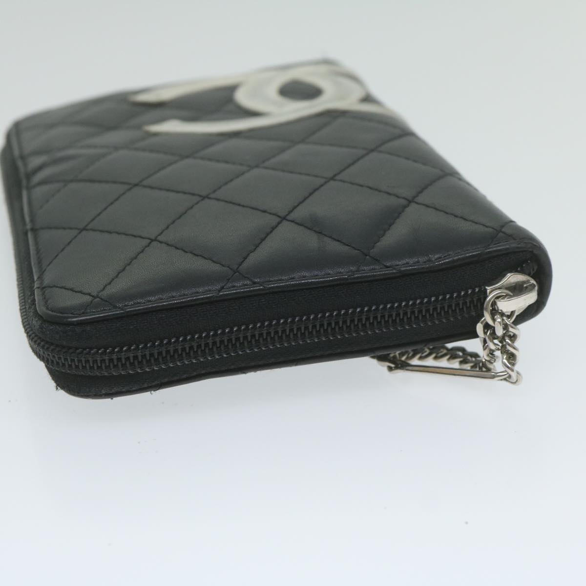 Chanel Cambon Line Long Wallet Leather Black CC Auth ep