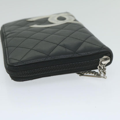 Chanel Cambon Line Long Wallet Leather Black CC Auth ep