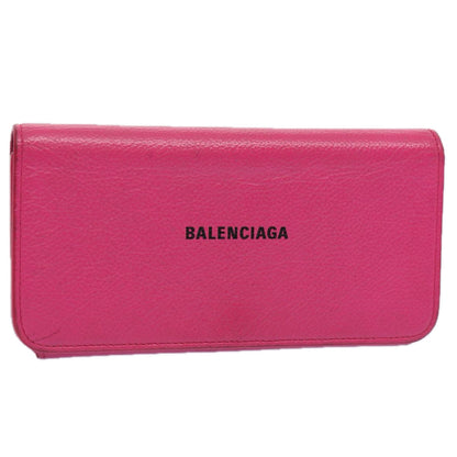 Balenciaga Long Wallet Leather Pink 594289 Auth ep2776