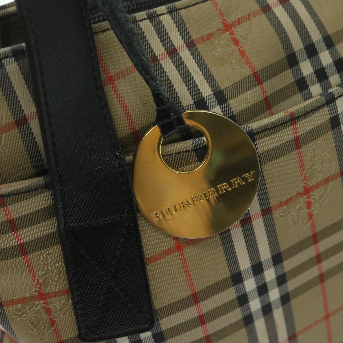 Burberry Nova Check Shoulder Bag Canvas Beige Auth ep2883