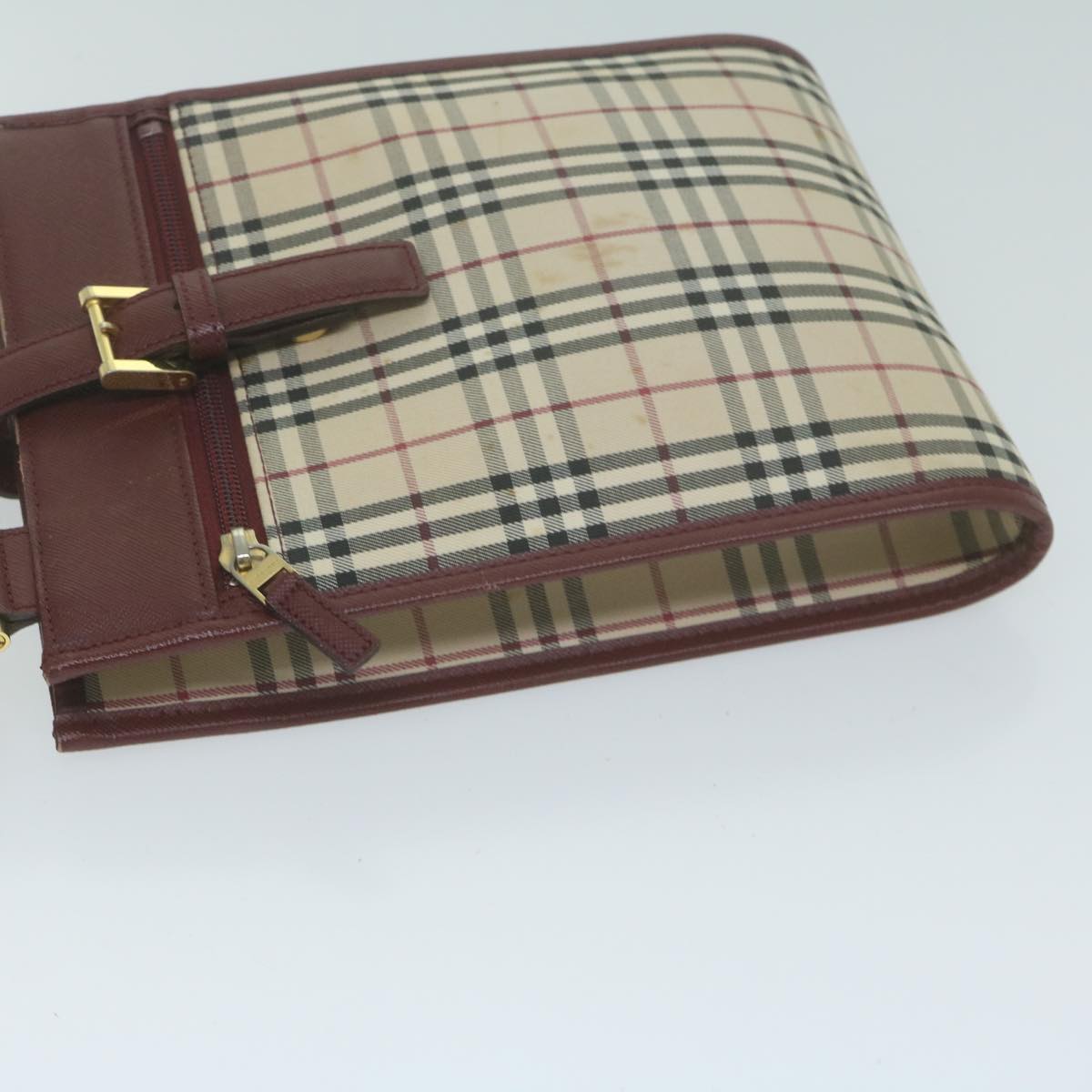 Burberry Nova Check Shoulder Bag Canvas Beige Auth ep3200