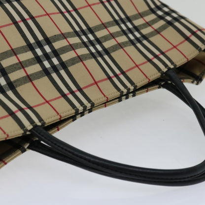 Burberry Nova Check Hand Bag Nylon Canvas Beige Auth ep3219