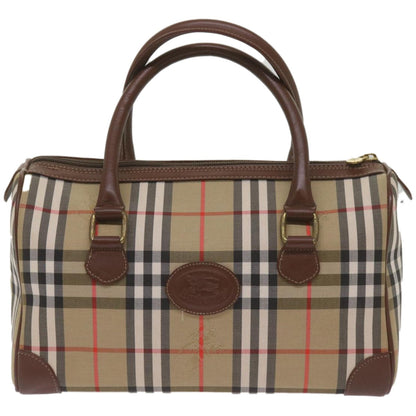 BurberrySs Nova Check Boston Bag Canvas Beige Auth ep3638