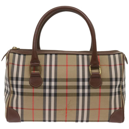 BurberrySs Nova Check Boston Bag Canvas Beige Auth ep3638