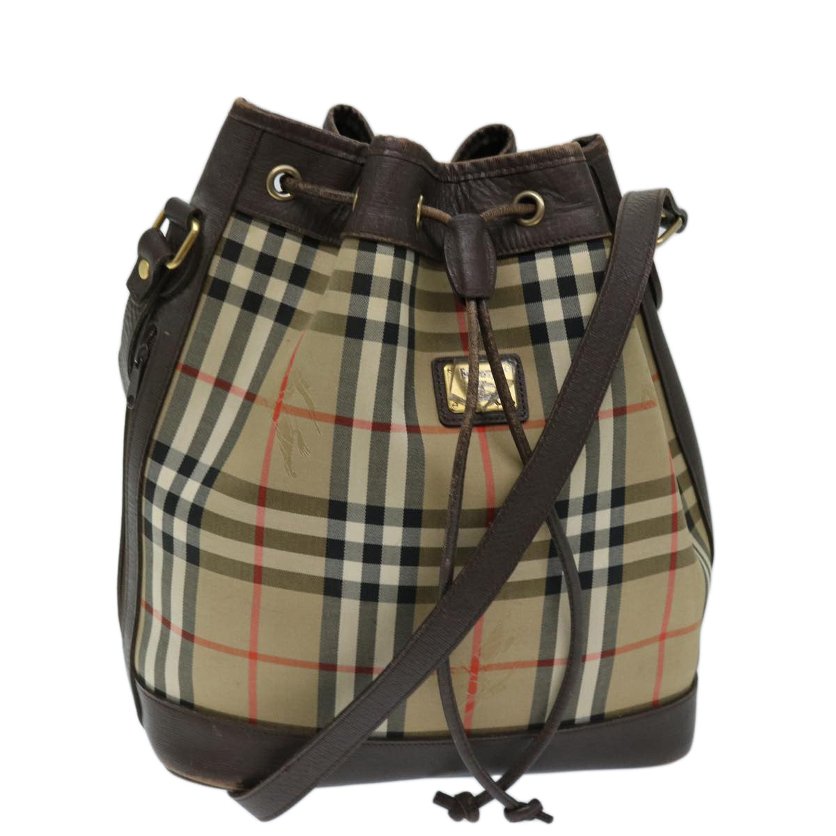 BURBERRYSs Nova Check Shoulder Bag Canvas Beige Auth ep3815