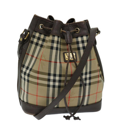 BURBERRYSs Nova Check Shoulder Bag Canvas Beige Auth ep3815