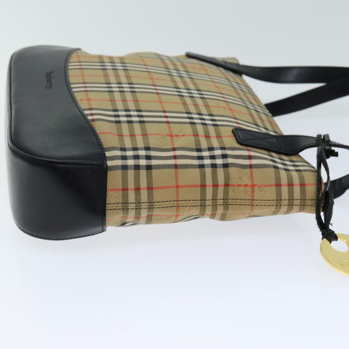 BURBERRYSs Nova Check Tote Bag Canvas Beige Black Auth ep4184