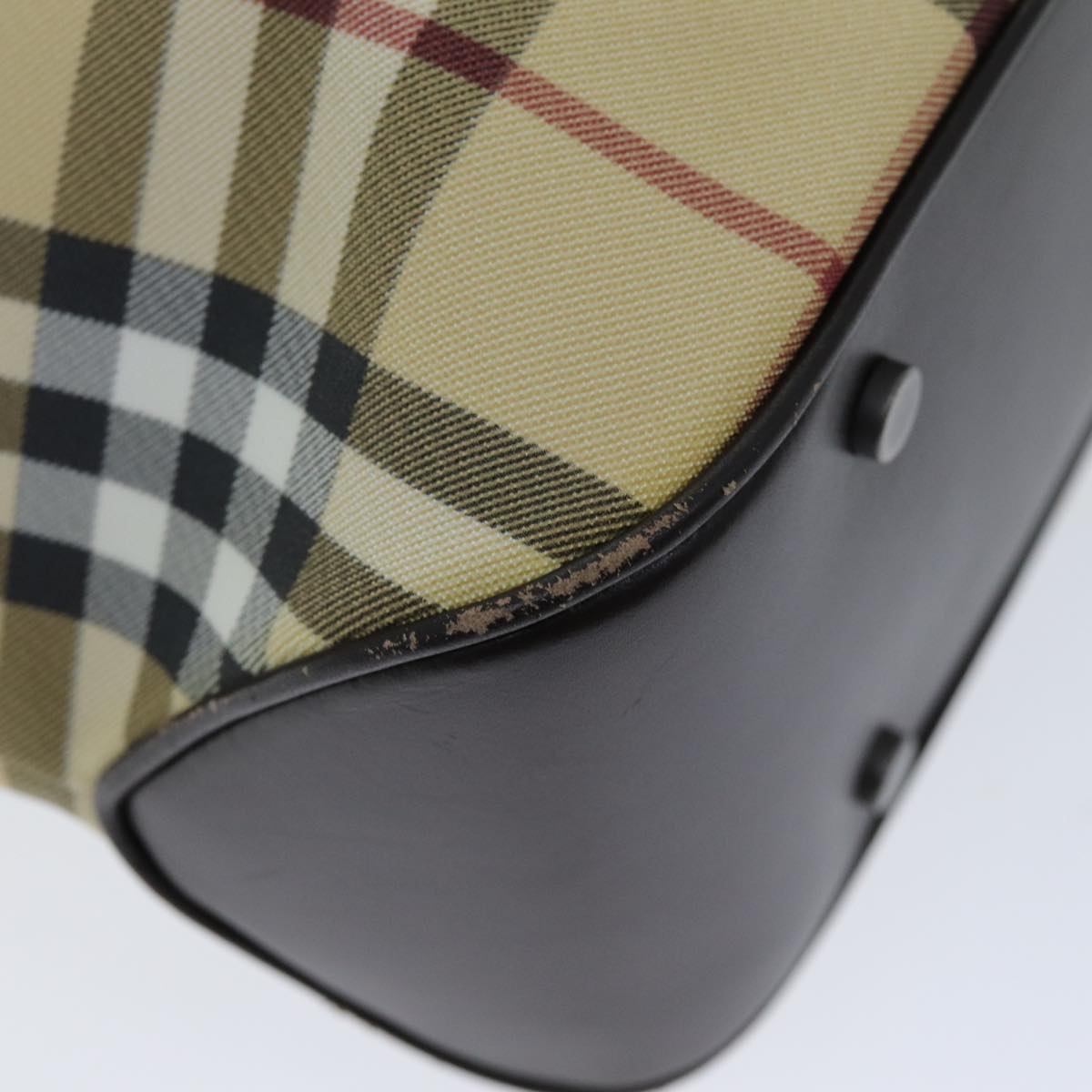 Burberry Nova Check Hand Bag PVC Leather Beige Dark Brown Auth ep4186