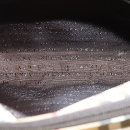 Burberry Nova Check Hand Bag PVC Leather Beige Dark Brown Auth ep4186