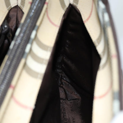 Burberry Nova Check Hand Bag PVC Leather Beige Dark Brown Auth ep4186