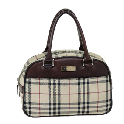 Burberry Hand Bag Canvas Beige Dark beige Auth ep4192