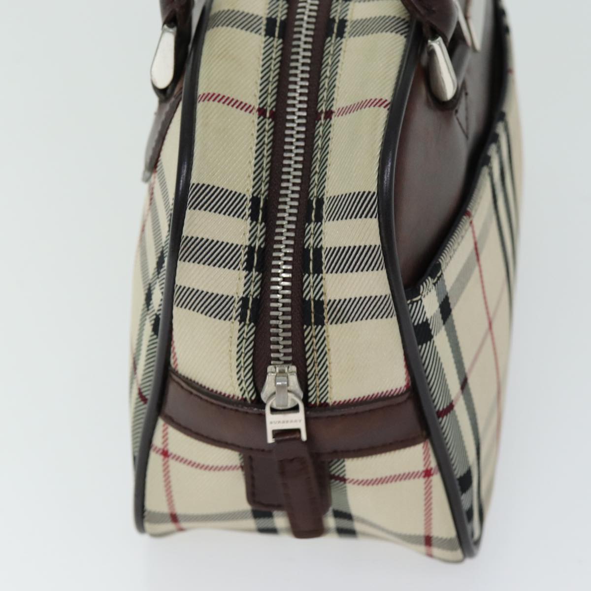 Burberry Hand Bag Canvas Beige Dark beige Auth ep4192
