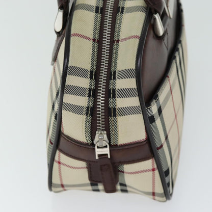 Burberry Hand Bag Canvas Beige Dark beige Auth ep4192