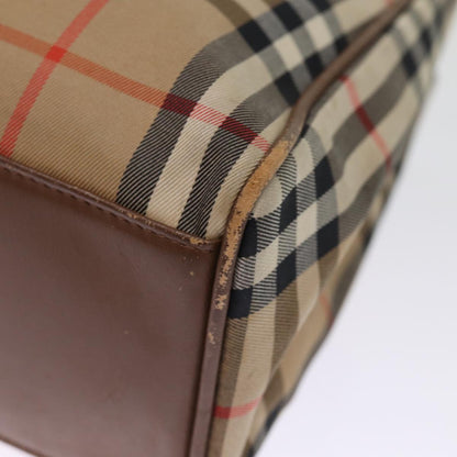 BURBERRY Nova Check Hand Bag Nylon Beige Auth ep4200