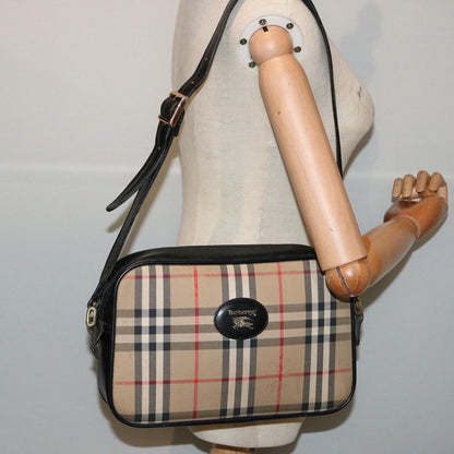 BURBERRYSs Nova Check Shoulder Bag Canvas Beige Black Auth ep4300