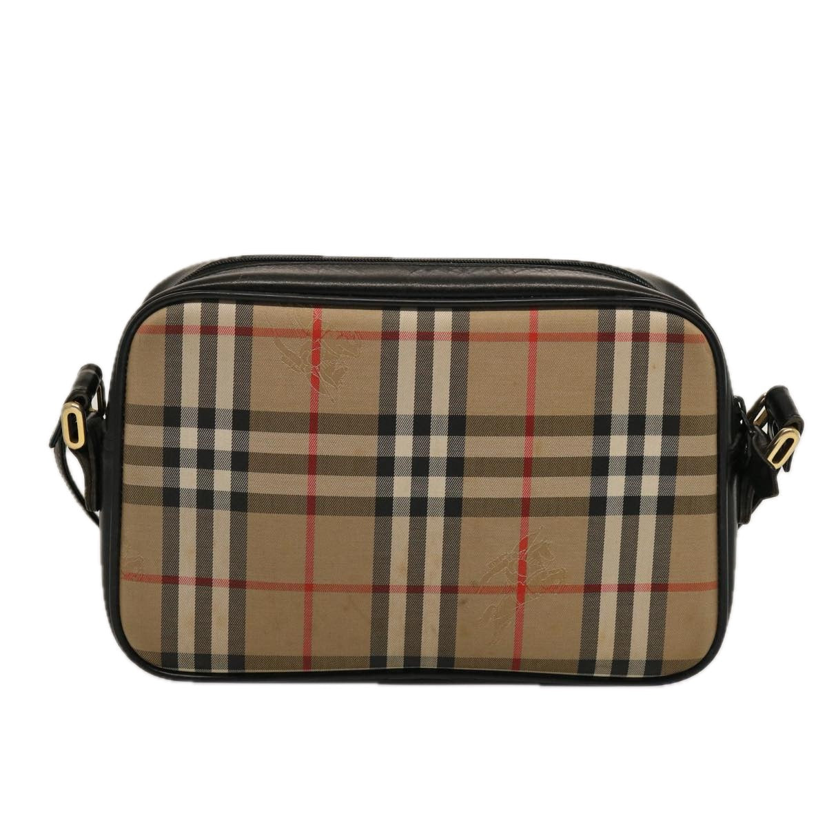 BURBERRYSs Nova Check Shoulder Bag Canvas Beige Black Auth ep4300