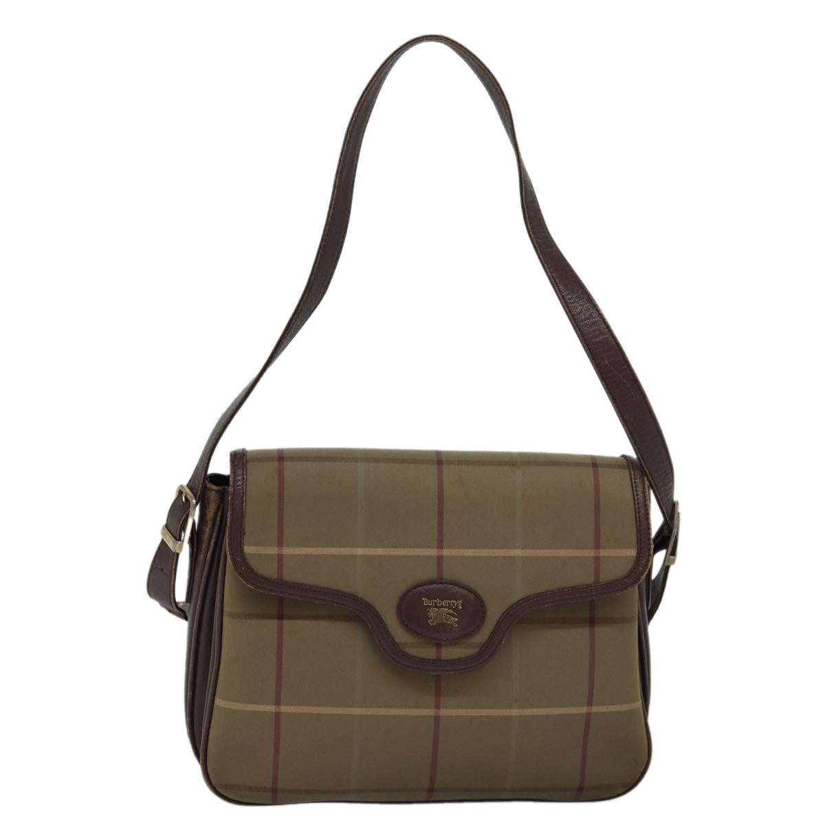 BURBERRYSs Nova Check Shoulder Bag Canvas Beige Brown Auth ep4359