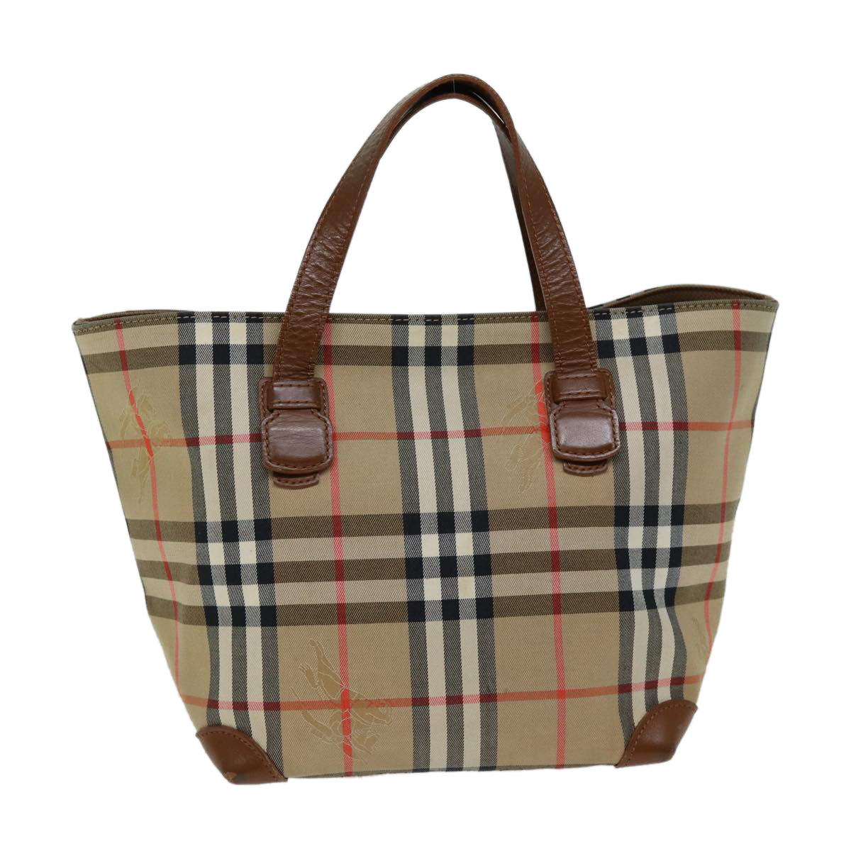 BURBERRYSs Nova Check Hand Bag Canvas Beige Auth ep4362