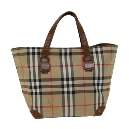 BURBERRYSs Nova Check Hand Bag Canvas Beige Auth ep4362
