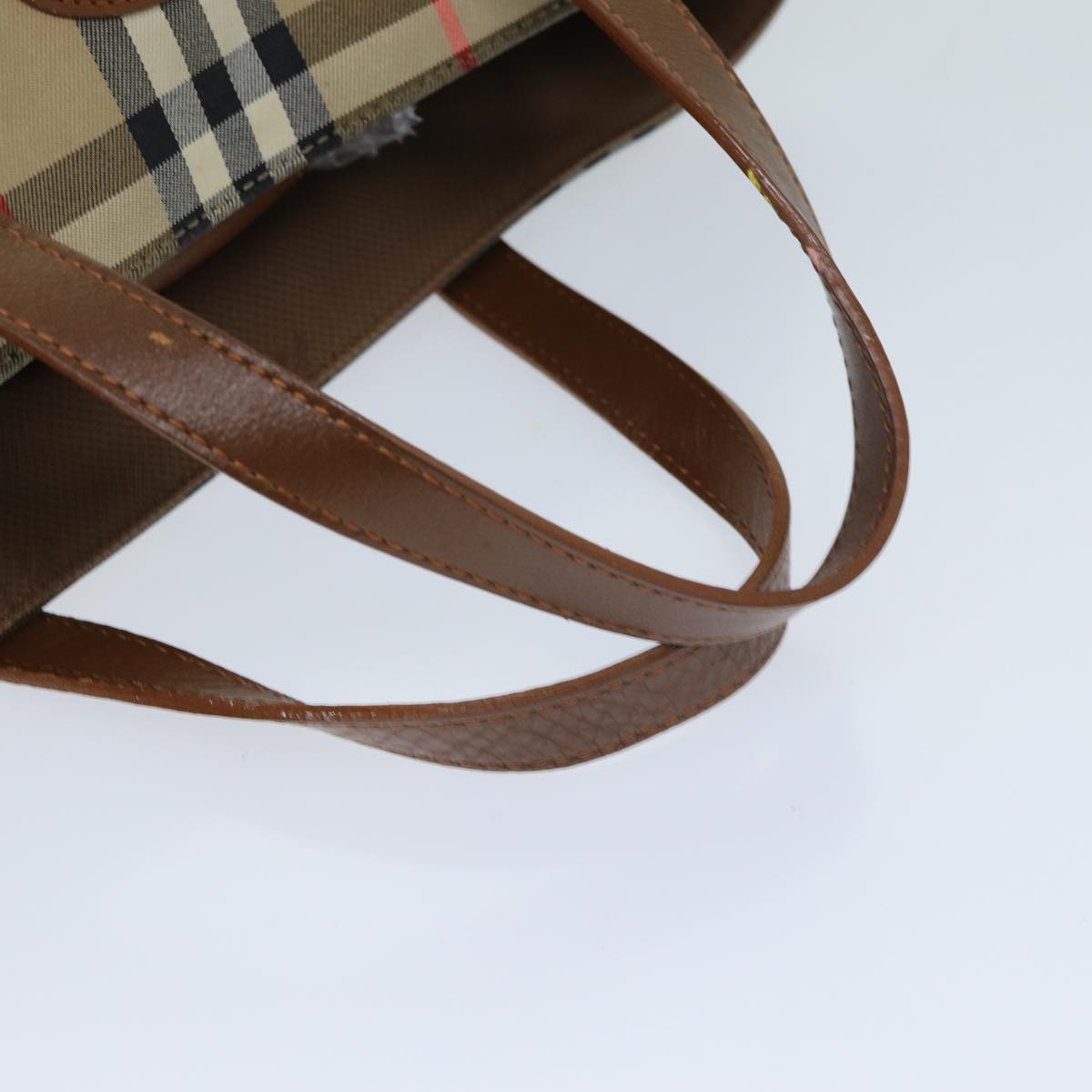 BURBERRYSs Nova Check Hand Bag Canvas Beige Auth ep4362