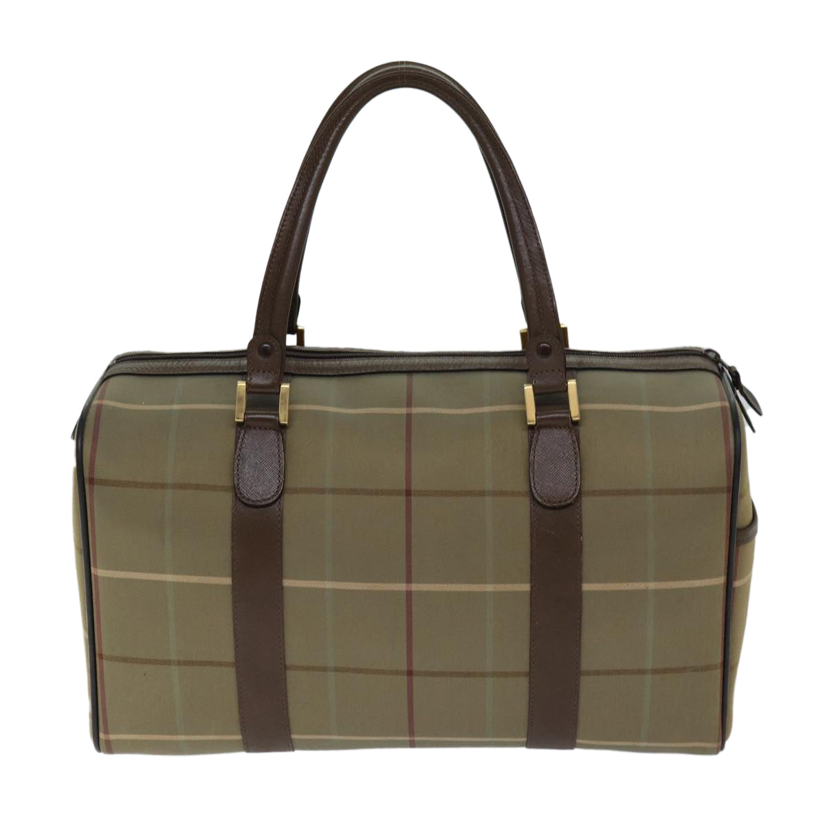 BURBERRYSs Nova Check Boston Bag Canvas Beige Auth ep4373