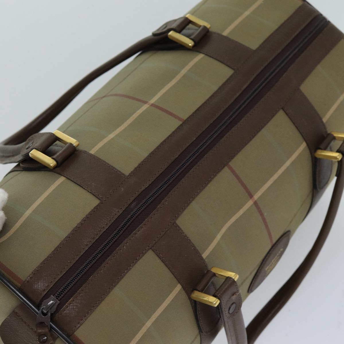 BURBERRYSs Nova Check Boston Bag Canvas Beige Auth ep4373