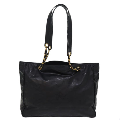 Chanel Chain Shoulder Bag Coated Canvas Black CC Auth ep