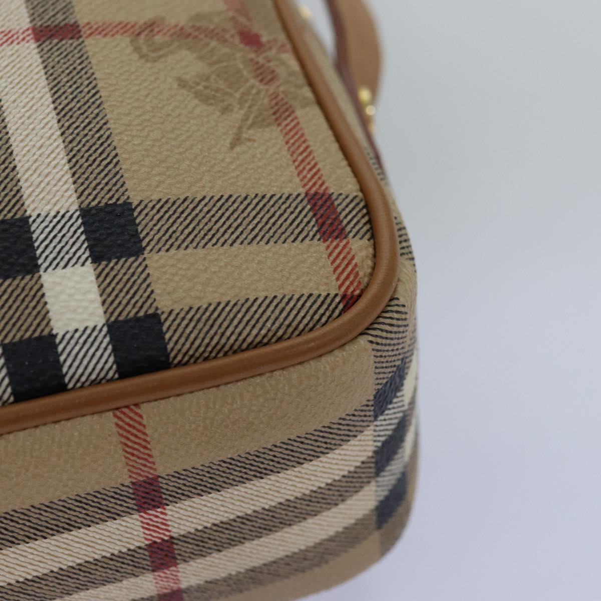 BURBERRYSs Nova Check Shoulder Bag PVC Leather Beige Auth ep4407