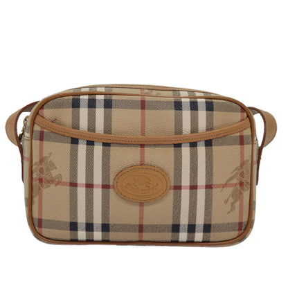 BURBERRYSs Nova Check Shoulder Bag PVC Leather Beige Auth ep4407