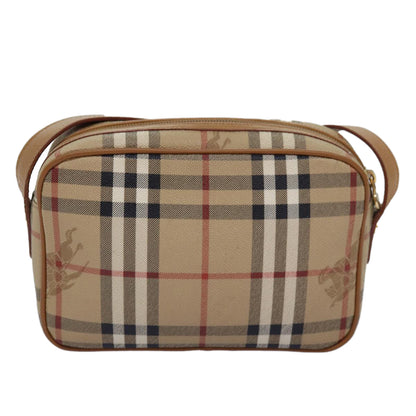 BURBERRYSs Nova Check Shoulder Bag PVC Leather Beige Auth ep4407