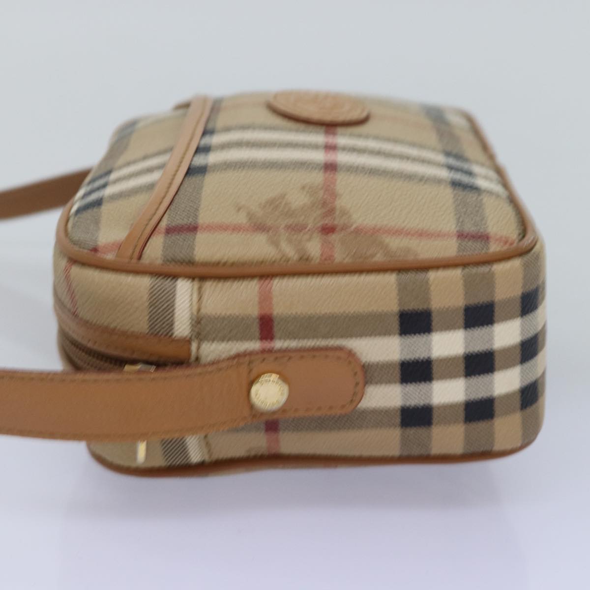 BURBERRYSs Nova Check Shoulder Bag PVC Leather Beige Auth ep4407