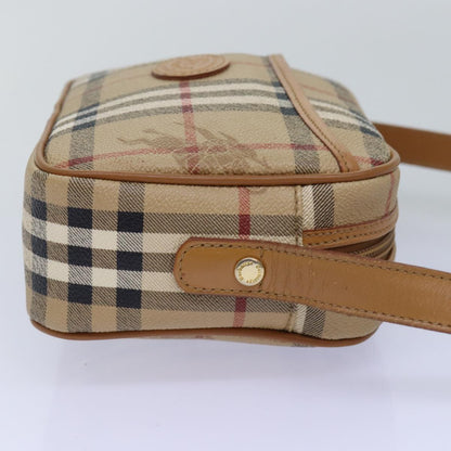 BURBERRYSs Nova Check Shoulder Bag PVC Leather Beige Auth ep4407