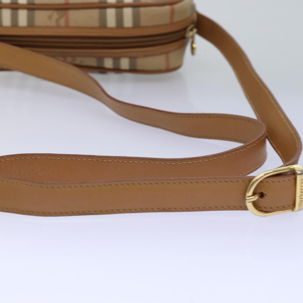BURBERRYSs Nova Check Shoulder Bag PVC Leather Beige Auth ep4407