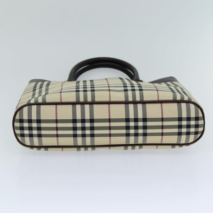 BURBERRY Nova Check Hand Bag Canvas Beige Auth ep4500