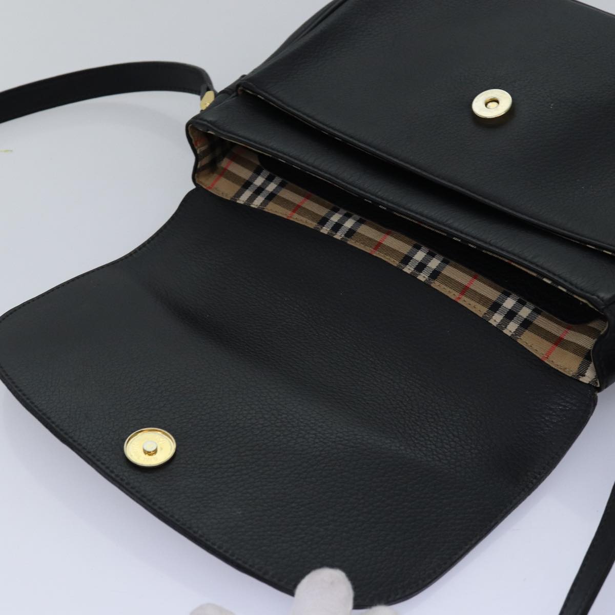 BURBERRYSs Shoulder Bag Leather Black Auth ep4503