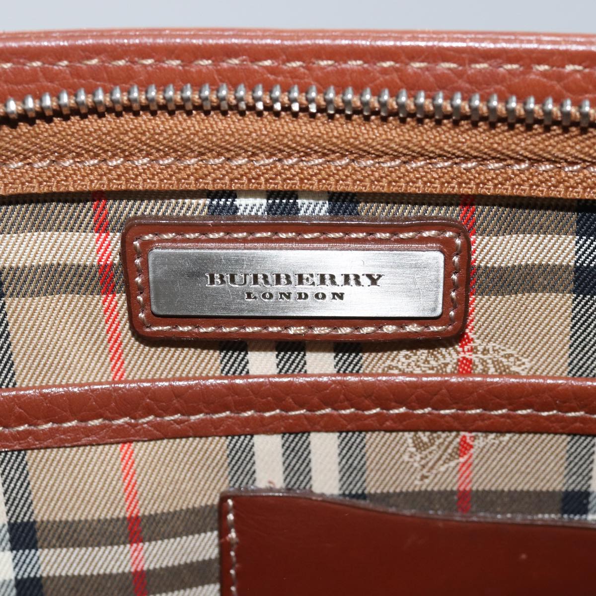 BURBERRYSs Clutch Bag Leather Brown Auth ep4543