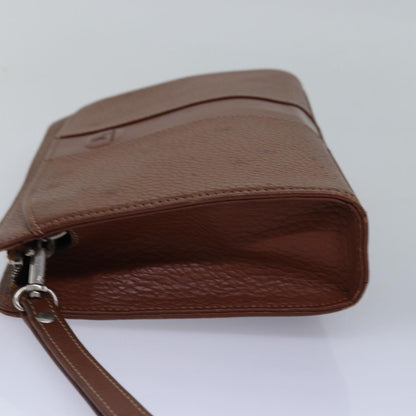 BURBERRYSs Clutch Bag Leather Brown Auth ep4543