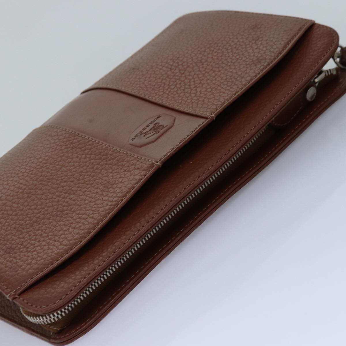 BURBERRYSs Clutch Bag Leather Brown Auth ep4543
