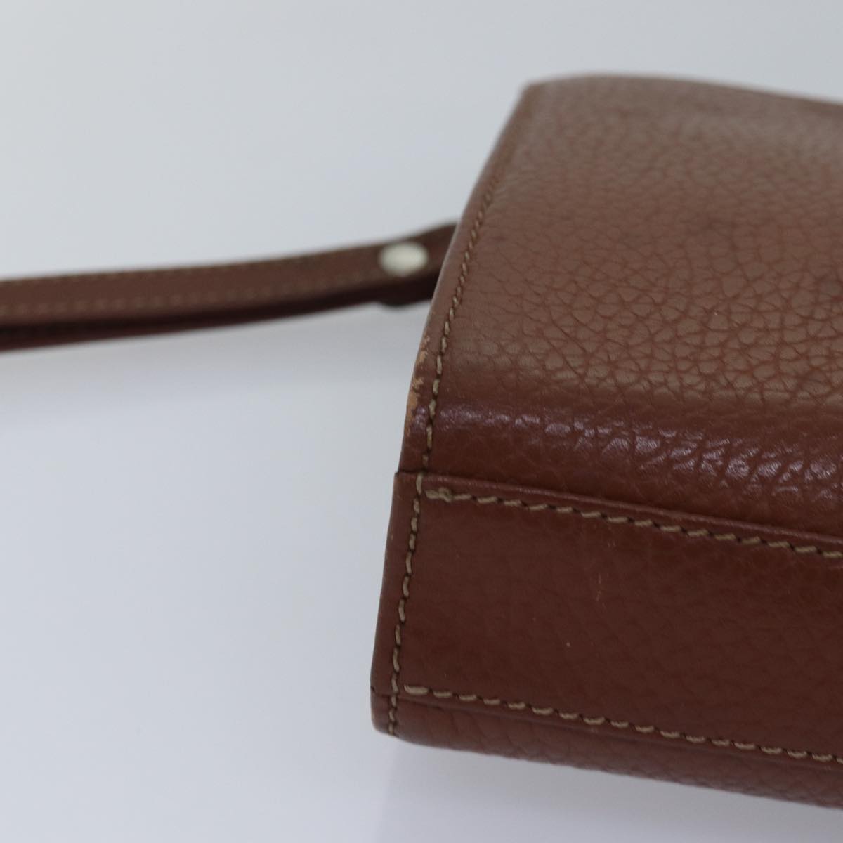 BURBERRYSs Clutch Bag Leather Brown Auth ep4543