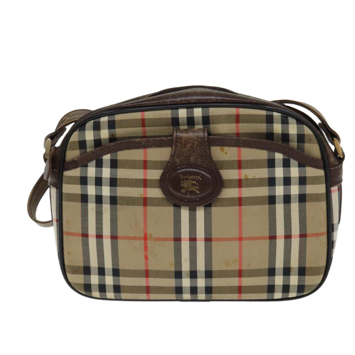 BURBERRYSs Nova Check Shoulder Bag Canvas Beige Auth ep4667