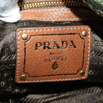 PRADA Chain Shoulder Bag Leather Brown Auth ep4693