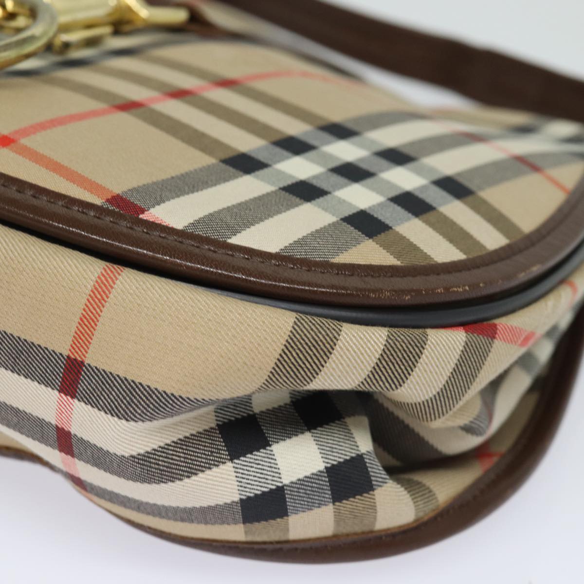 BURBERRYSs Nova Check Shoulder Bag Canvas Beige Auth ep4701