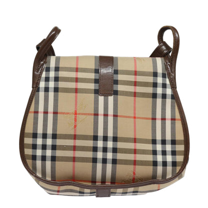BURBERRYSs Nova Check Shoulder Bag Canvas Beige Auth ep4701