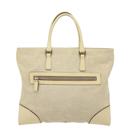 PRADA Hand Bag Canvas Beige Auth ep4722