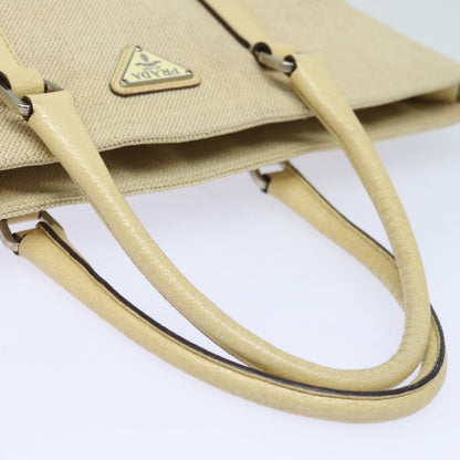 PRADA Hand Bag Canvas Beige Auth ep4722