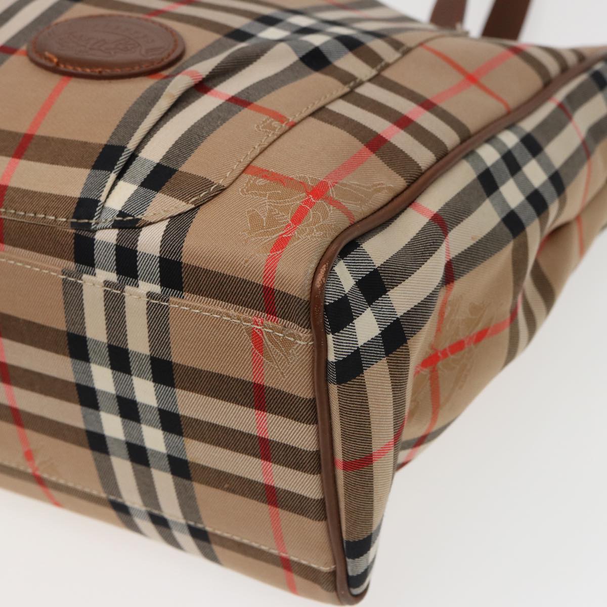 BURBERRYSs Nova Check Tote Bag Canvas Beige Auth ep4723