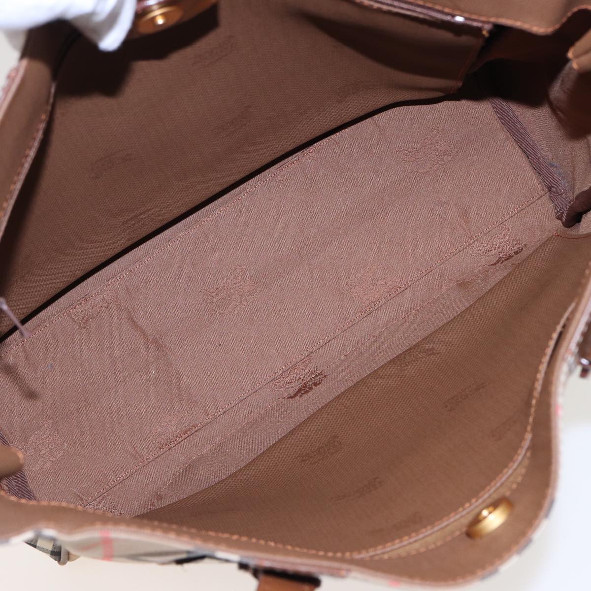 BURBERRYSs Nova Check Tote Bag Canvas Beige Auth ep4723