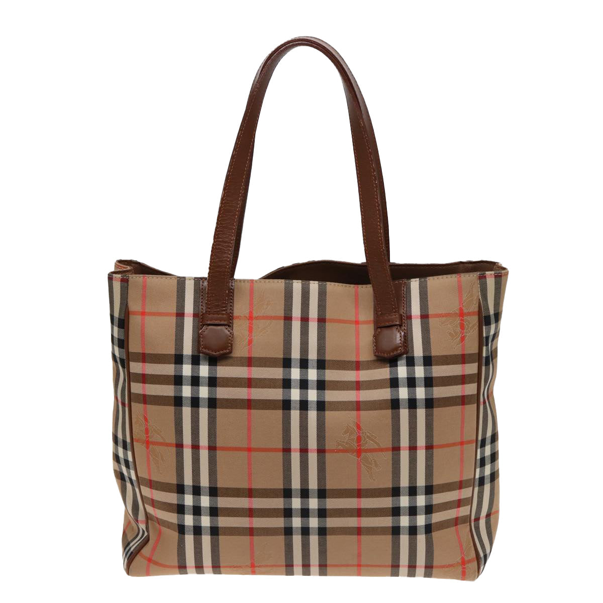 BURBERRYSs Nova Check Tote Bag Canvas Beige Auth ep4723