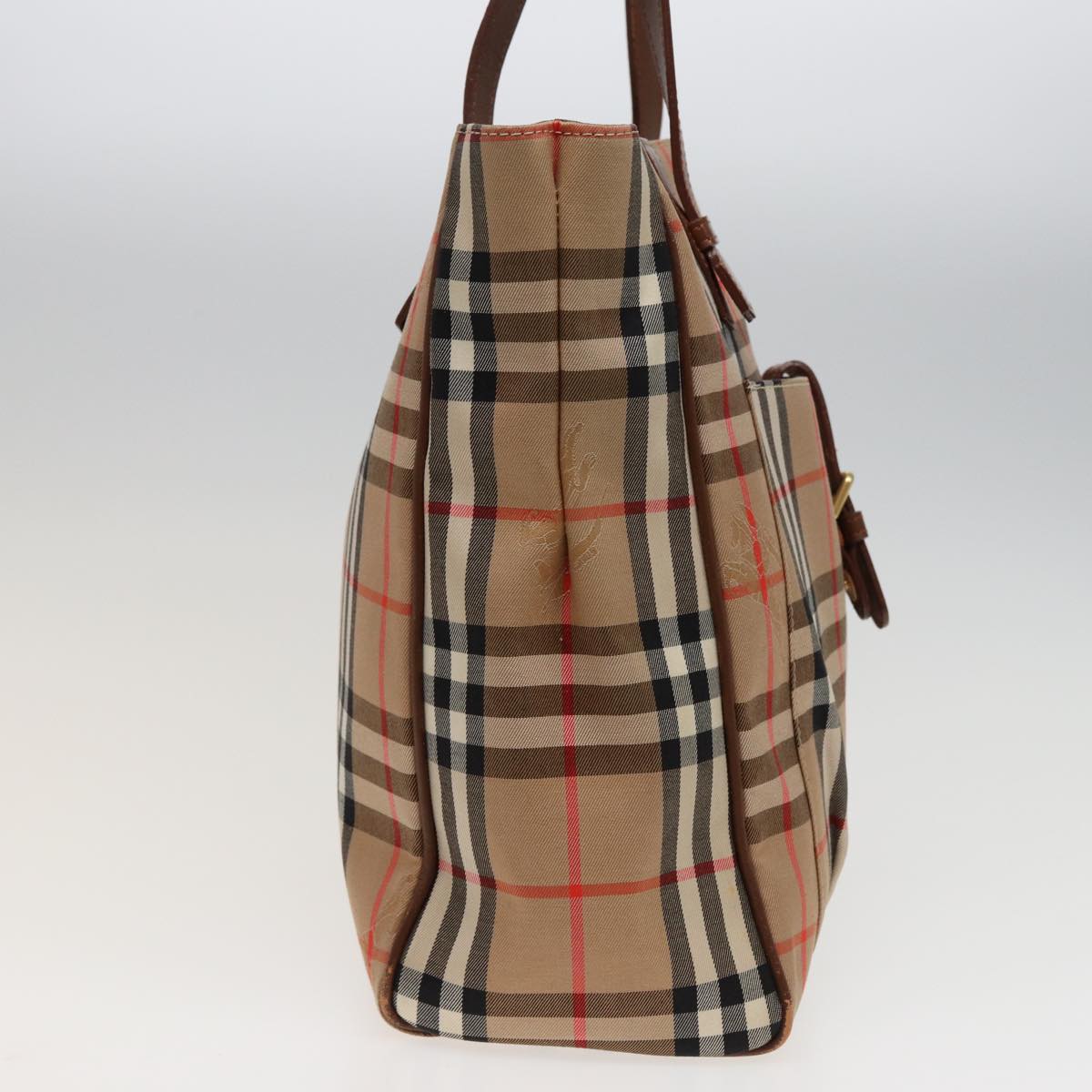 BURBERRYSs Nova Check Tote Bag Canvas Beige Auth ep4723